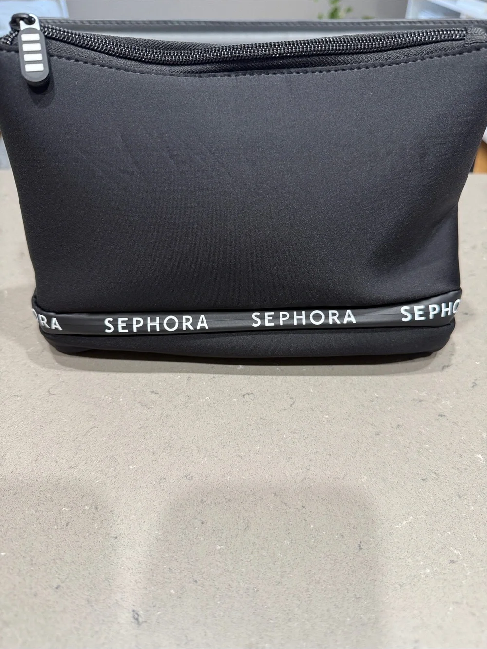 Sephora Black and White Logo Makeup Bagwith bottom compartment, new